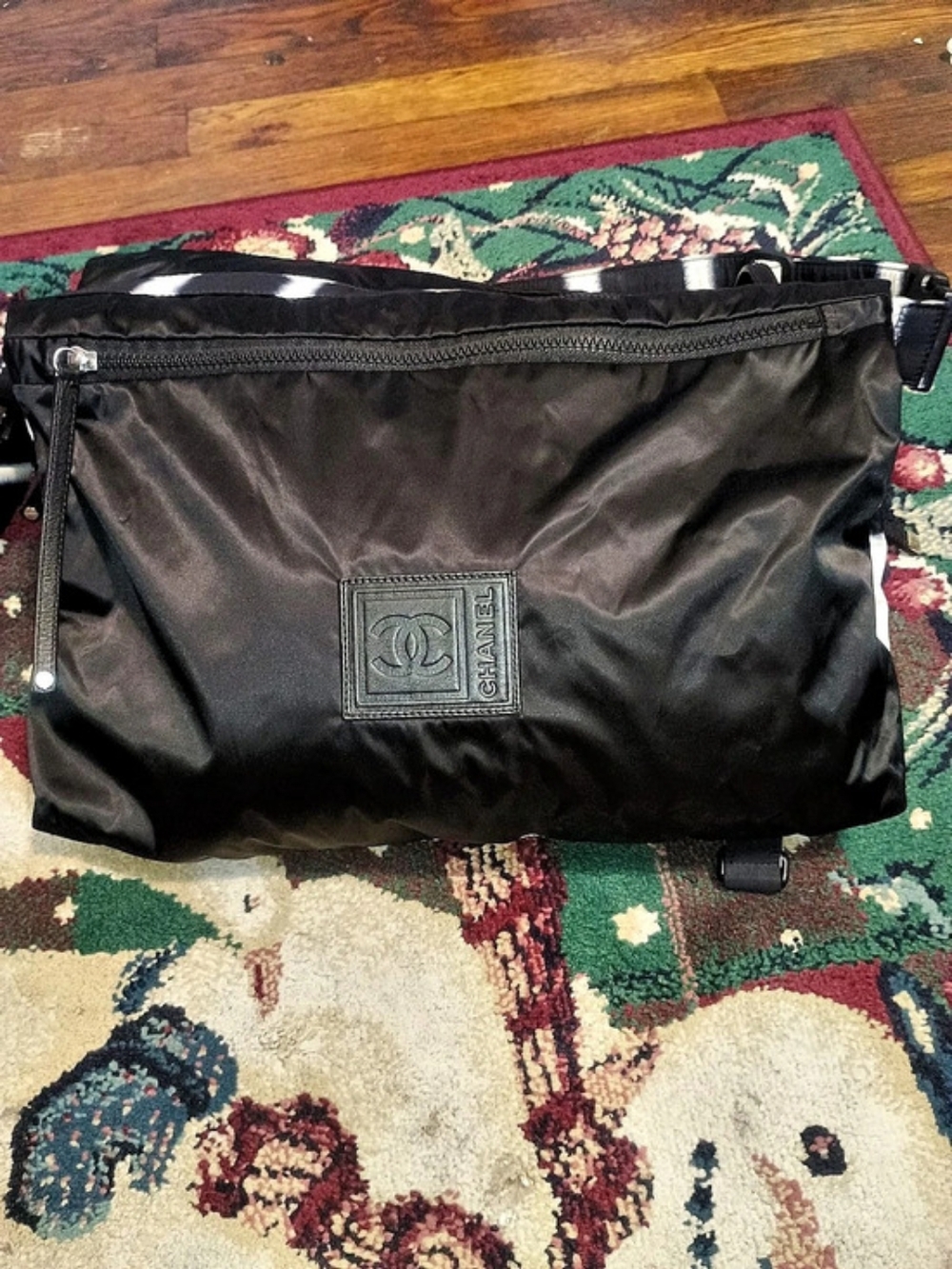 Chanel Sport Ligne Tie-Dye Messenger Bag in Black & White Reversible W/COA